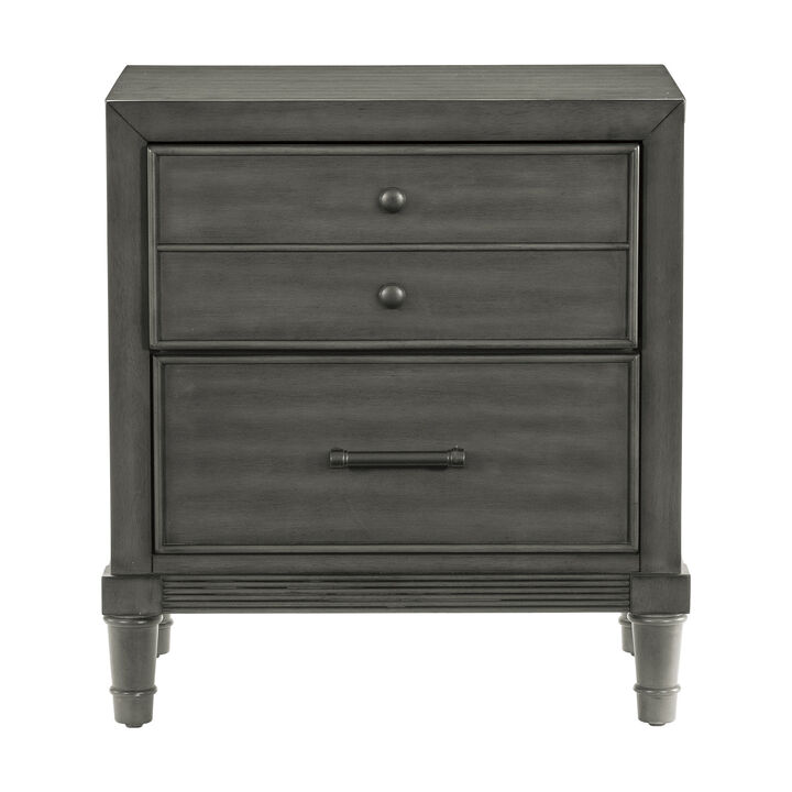 Transitional Style Gray Finish 1pc Nightstand of Drawers Versatile Look Bedroom Furniture
