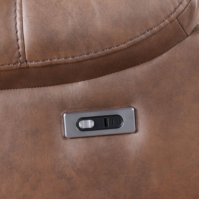 New Classic Furniture Morello Fabric Console Loveseat w/ Power Footrest, Brown