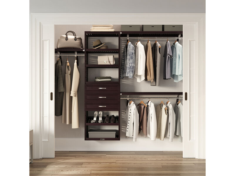 Solid Wood Reach-In Closet Organizer with 3 Drawers