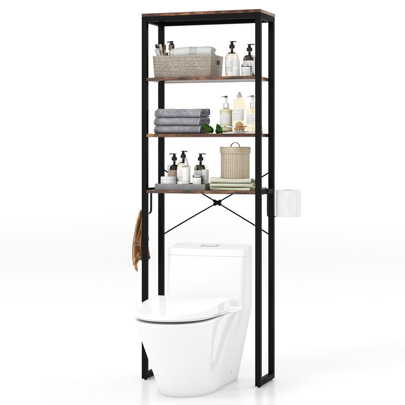 4-Tier Freestanding Over the Toilet Storage Rack-Rustic Brown