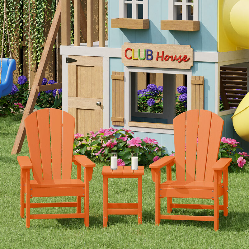 WestinTrends Kids 3-Piece Outdoor HDPE Adirondack Chairs With Square Side Table Set