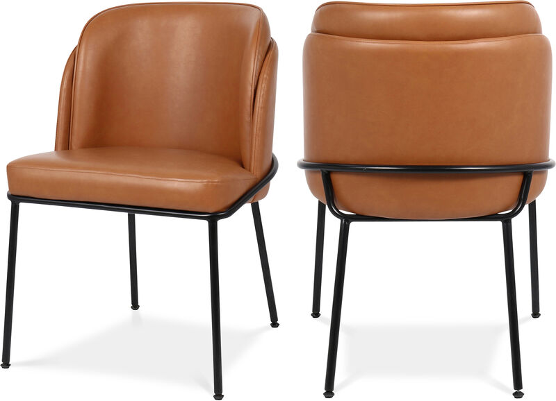 Meridian Furniture Jagger Cognac Vegan Leather Dining Chair, Set of 2