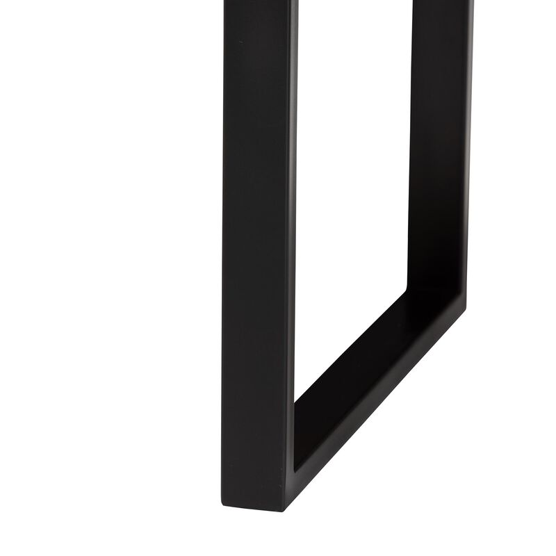 bali & pari Apio Wood Epoxy Resin Coffee Table with Glass Inlay - Rectangular Live Edge Teak wood Accent Table with Black Metal Base, Modern Rustic Centerpiece image number 5