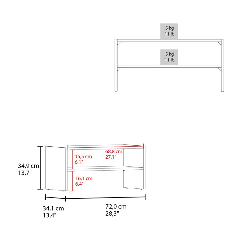 Ferry Shoe Rack 13.7" H, with 2 Shelves, White