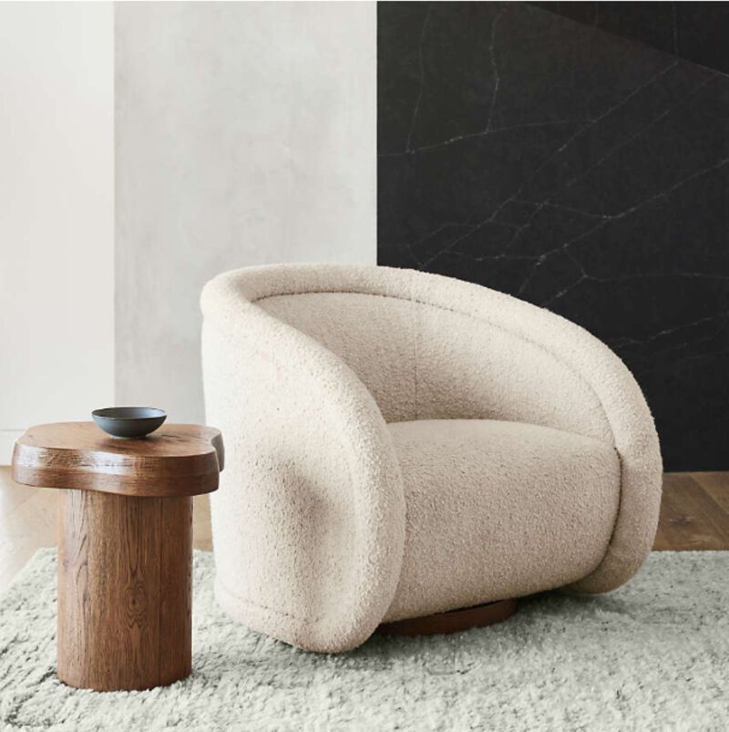 Envelor Modern Round Teddy Boucle 360&deg; Swivel Barrel Accent Chair image number 3