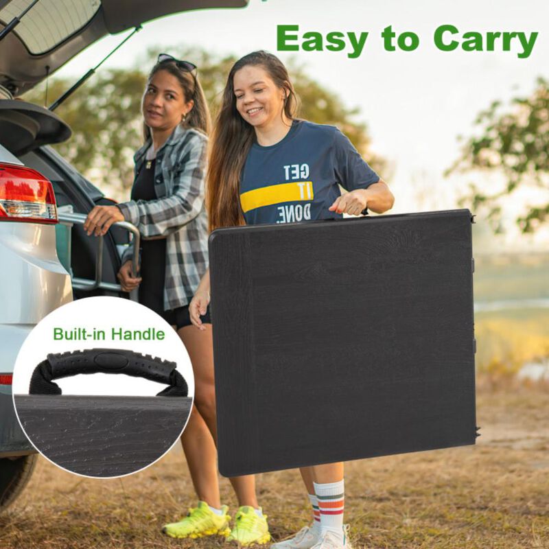 Hivvago 5FT Folding Picnic Table with Wood Grain HDPE Tabletop and  Non-slip Foot Pads