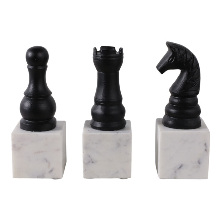 S/3 9" Chess Pieces On Marble