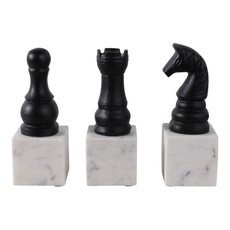 S/3 9" Chess Pieces On Marble image number 0