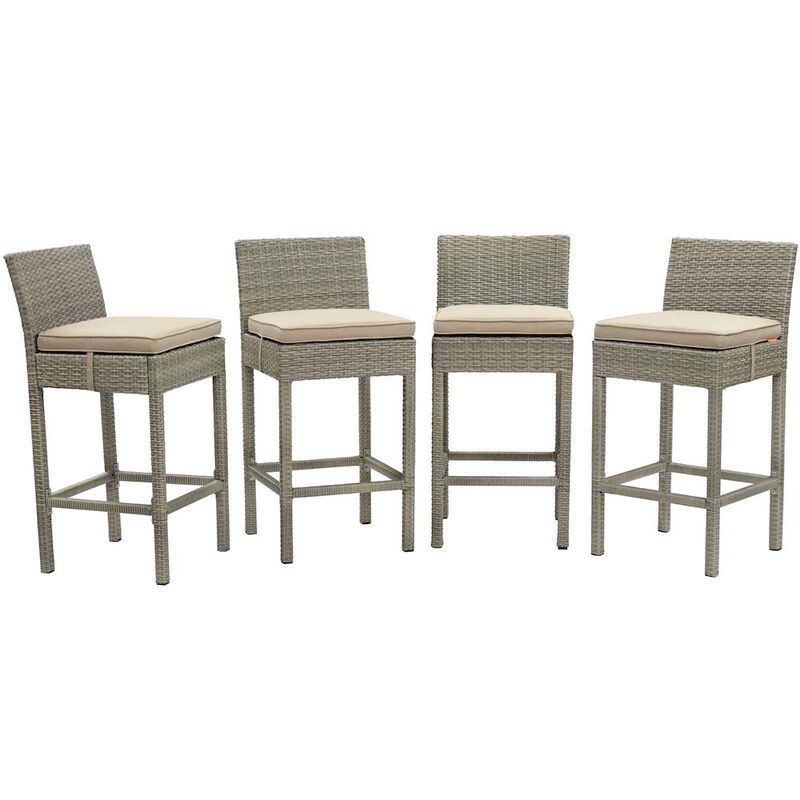 Conduit Outdoor Patio Wicker Rattan Bar Stool Set of 4 image number 0