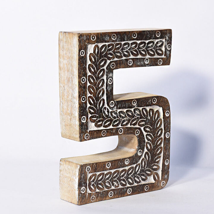 Vintage Natural Handmade Eco-Friendly "5" Numeric Number For Wall Mount & Table Top Décor