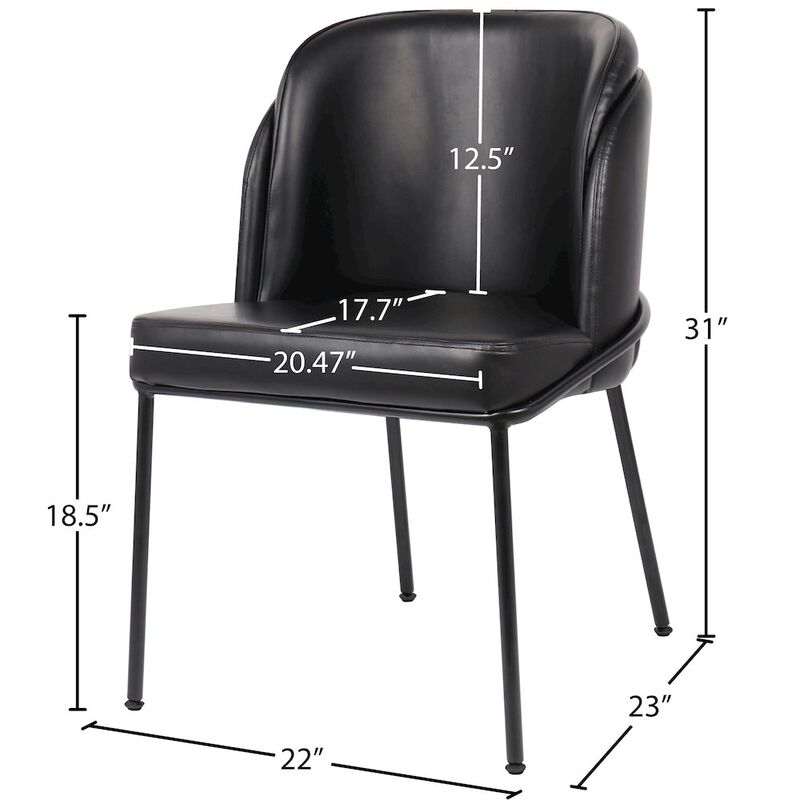 Meridian Furniture Jagger Black Vegan Leather Dining Chair, Set of 2