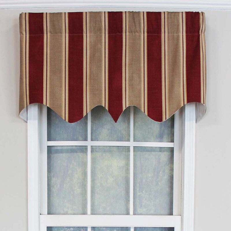 RLF Home Bodega Stripe Window Treatment Regal Valance 3" Rod Pocket 50" x 17" Mauve Red