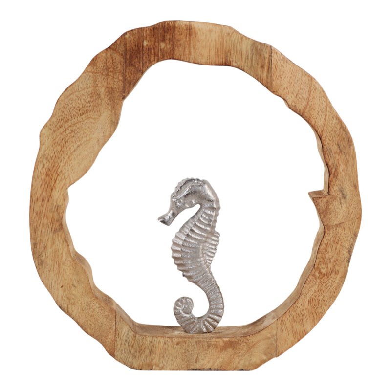 11x11 Seahorse In Wood Round image number 0