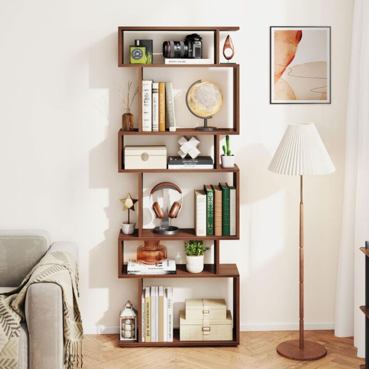 Hivvago 6-Tier Geometric Bookshelf with 2 Anti-Tipping Kits for Home Office