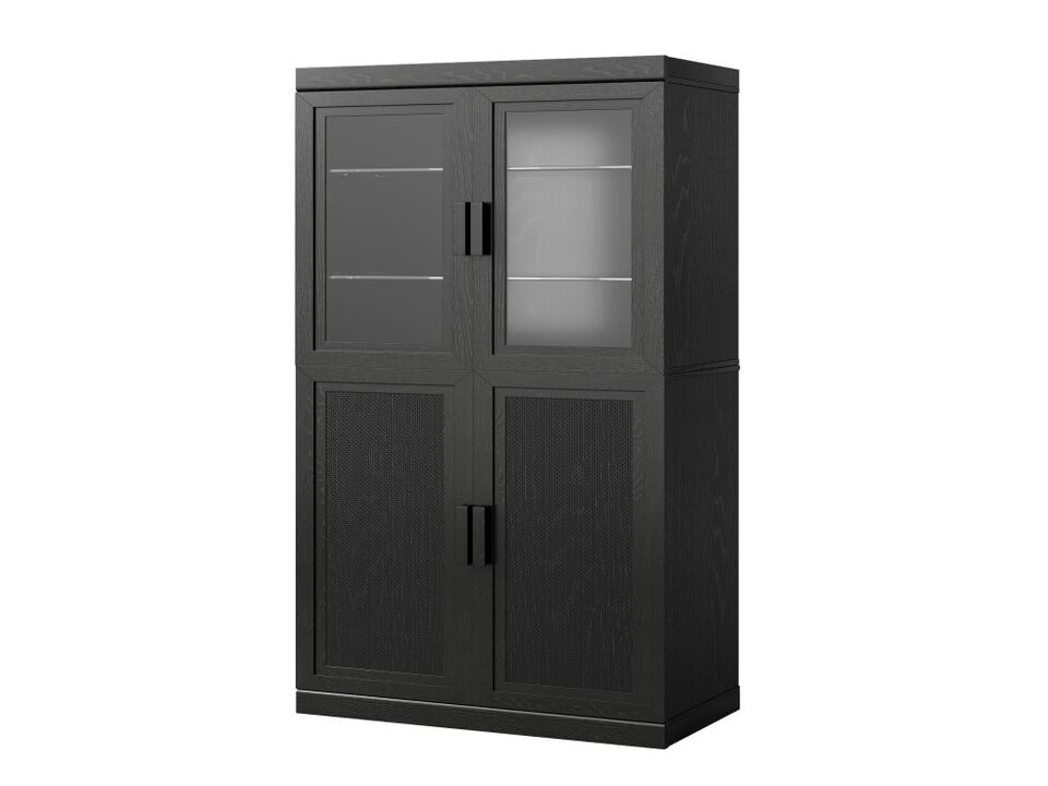 2-Piece Modern Minimalist Wood Grain Decorative Storage Cabinet Combination Cabinet with 6-Story Shelves, Kitchen Storage Cabinet