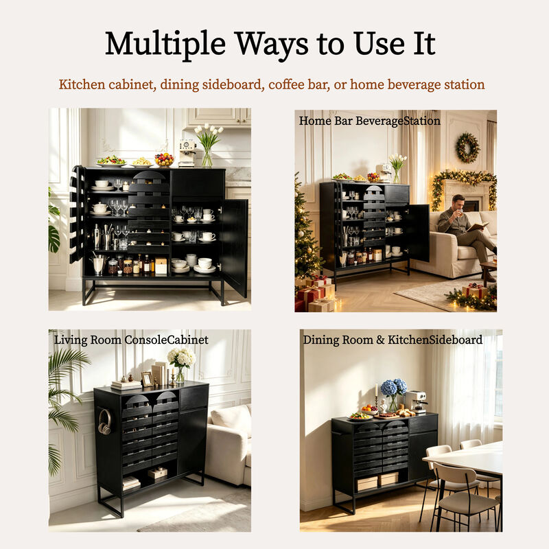 Turzip Woven Door Accent Cabinets Buffet image number 3