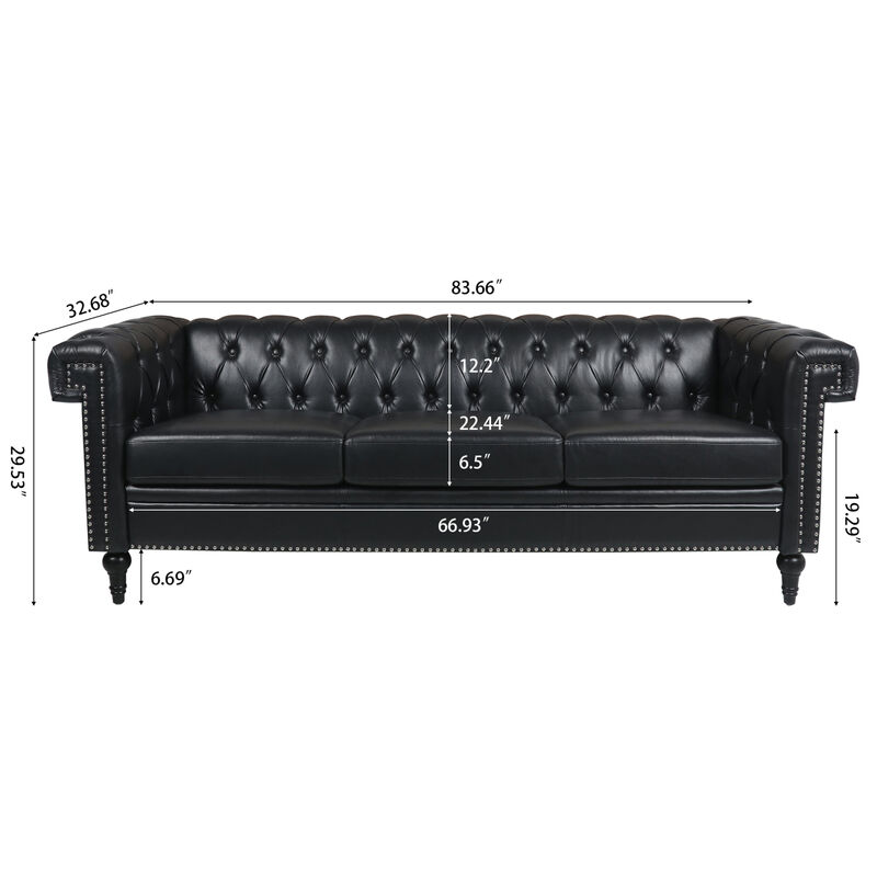 Traditional Square Arm Removable Cushion 3 Seater Sofa image number 7