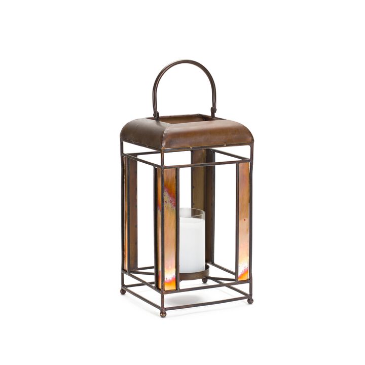7.25"L x 13.5"H Lantern - Metal and Glass Construction for Timeless Style