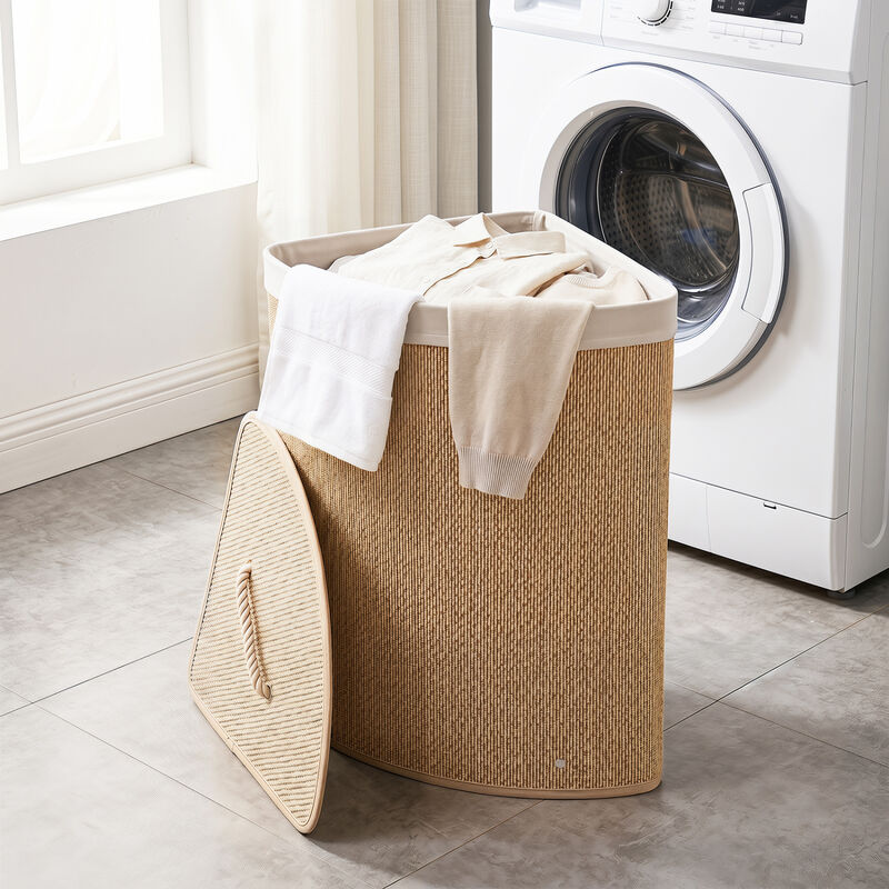 15 Gallon Wicker Laundry Hamper with Removable Liner and Lid image number 1