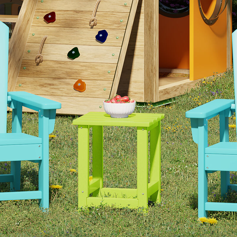 WestinTrends Kids Outdoor Patio Furniture HDPE Adirondack Square Side Table