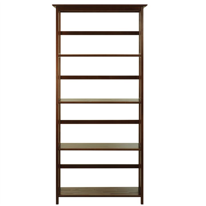 Mission Style 5-Shelf Bookcase-Walnut
