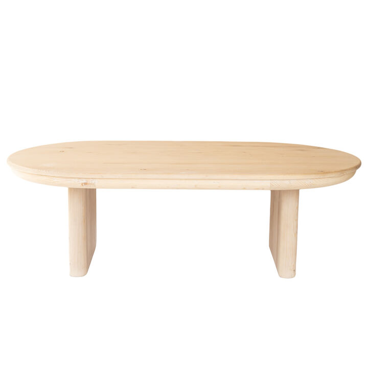 Hivvago 54 Inch Natural Solid Wood Oval Solid Coffee Table