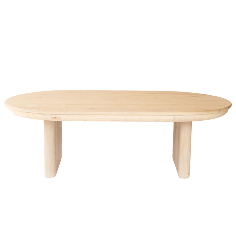 Hivvago 54 Inch Natural Solid Wood Oval Solid Coffee Table