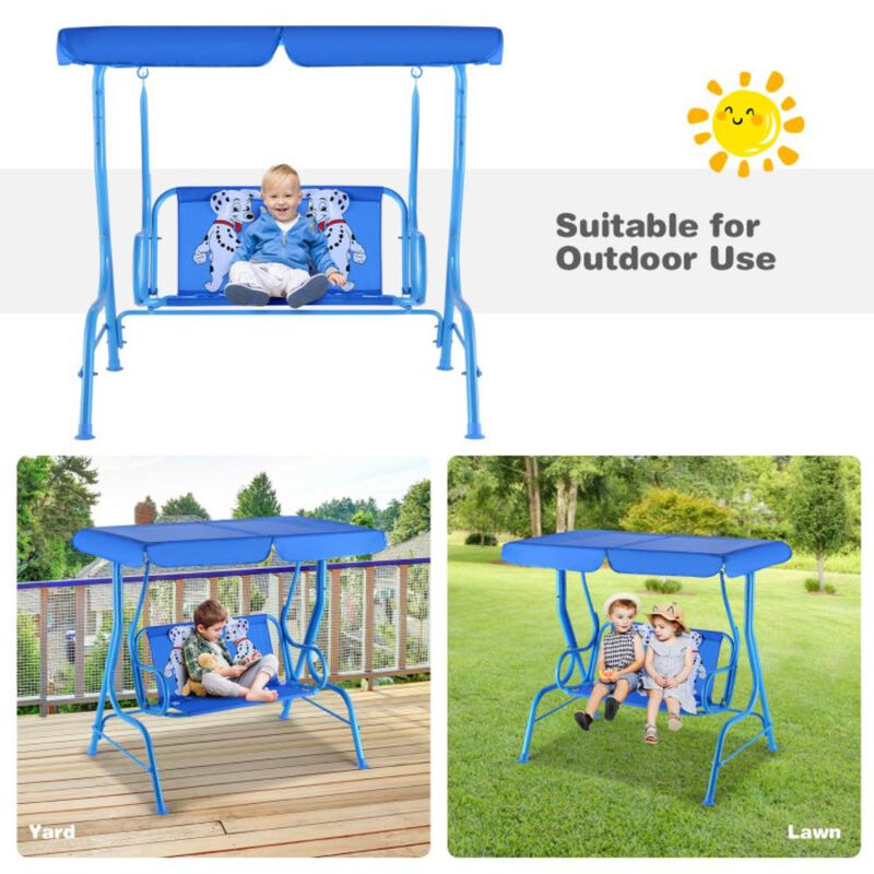 Hivvago Outdoor Kids Patio Swing Bench with Canopy 2 Seats