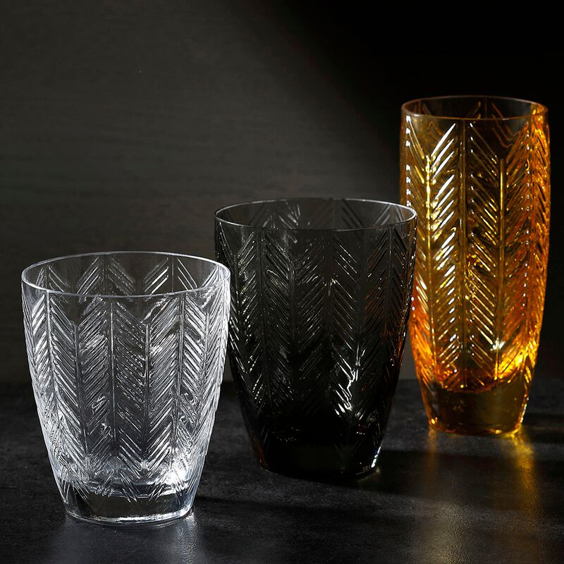 Champagne Glasses ZIG ZAG GLASS Amber Set of 6, diam. 2.56", H 5.51" image number 2