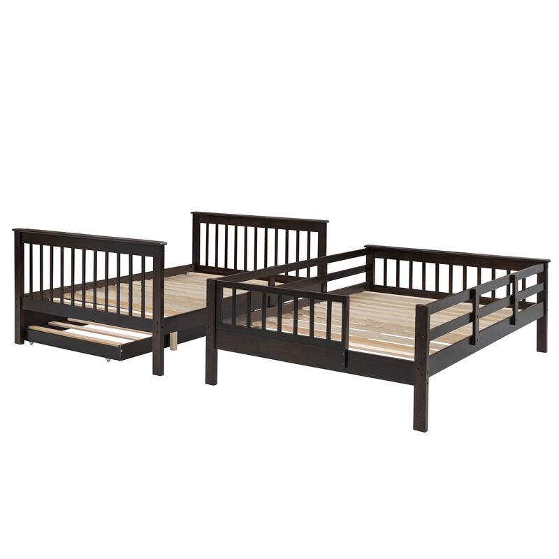Merax Storage Bunk Bed Trundle Bed with Guard Rail