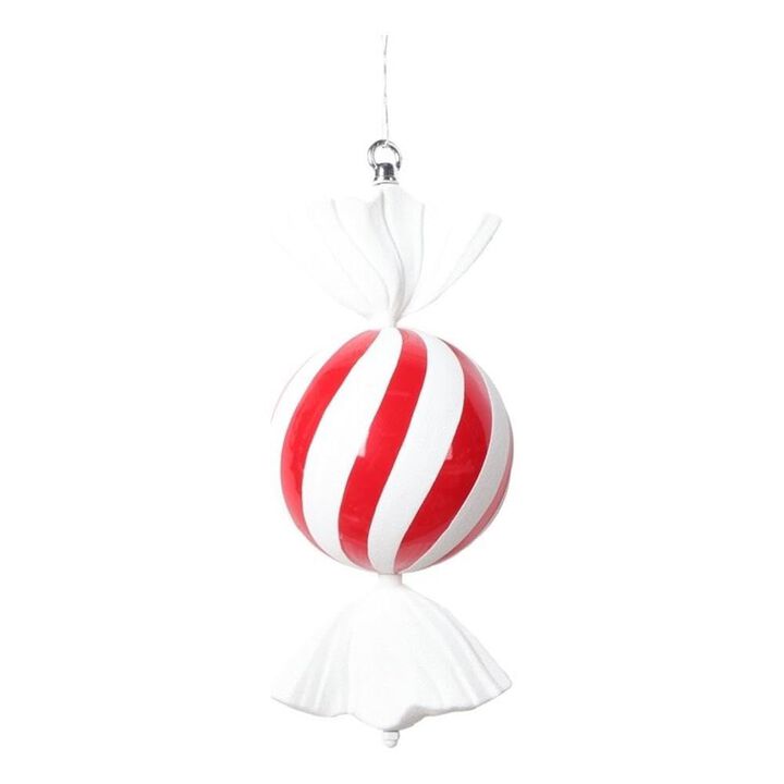 Vickerman 13" Red Round Swirl Candy Ornament.