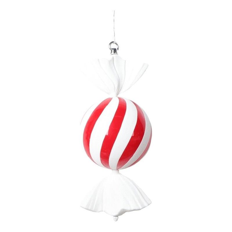 Vickerman 13" Red Round Swirl Candy Ornament. image number 1