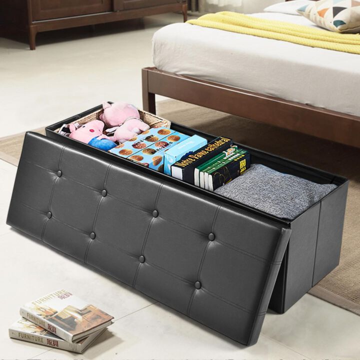 Hivvago Large Folding Storage Ottoman Bench with Memory Foam