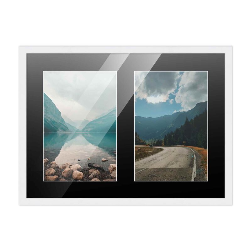 8x10 Wood Collage Frame with Black Mat for 2 4x6 Pictures