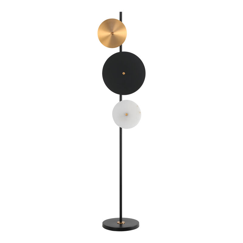 62.72 in. Mid-Century Modern 3-Light Black and Brass Floor Lamp image number 0