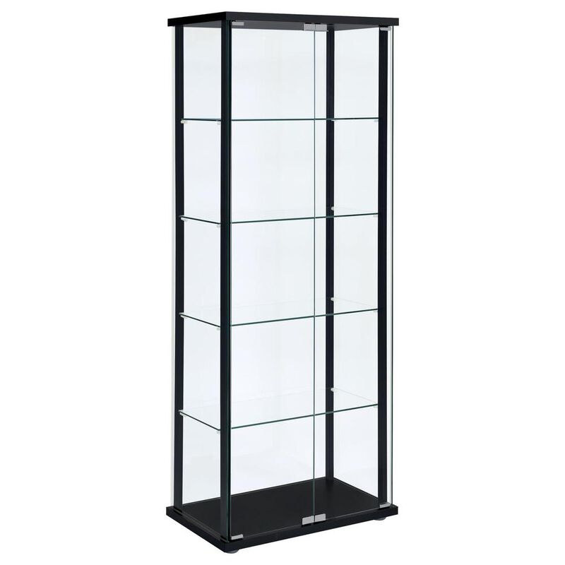 Coaster Delphinium 5-shelf Glass Curio Cabinet Black and Clear