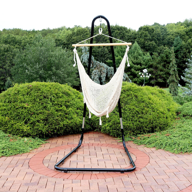 Sunnydaze Cotton/Nylon Rope Hammock Chair with Adjustable Stand