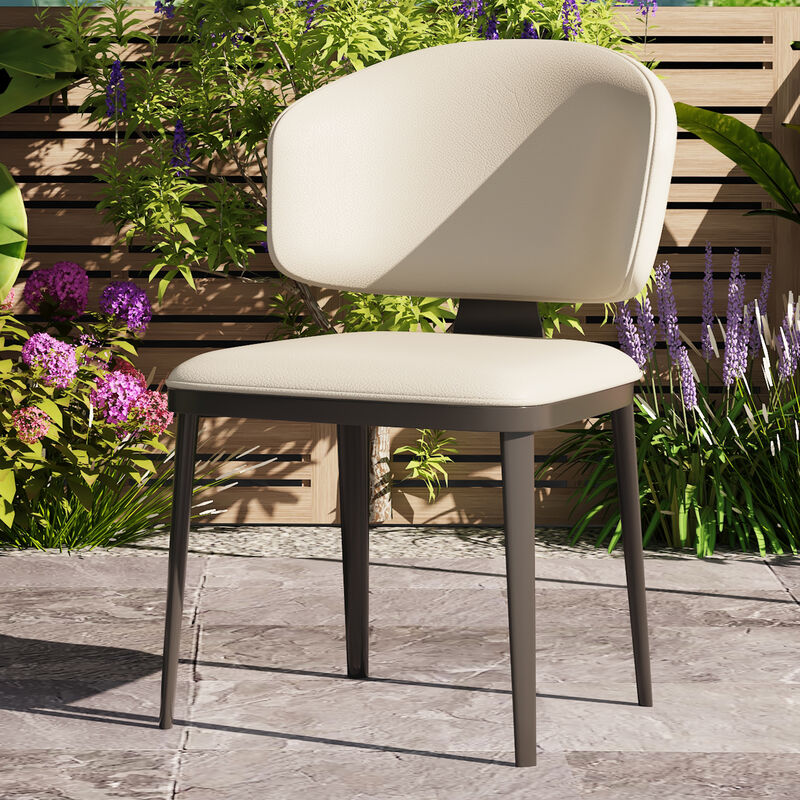 Leather Dining Chair with Metal Legs 2-piece 21.45" White