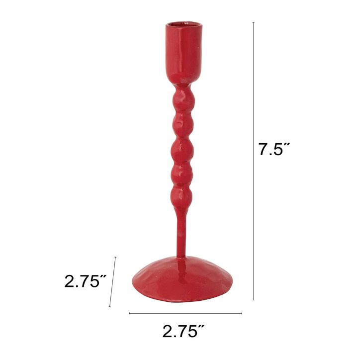 Red Enameled Iron Taper Holder