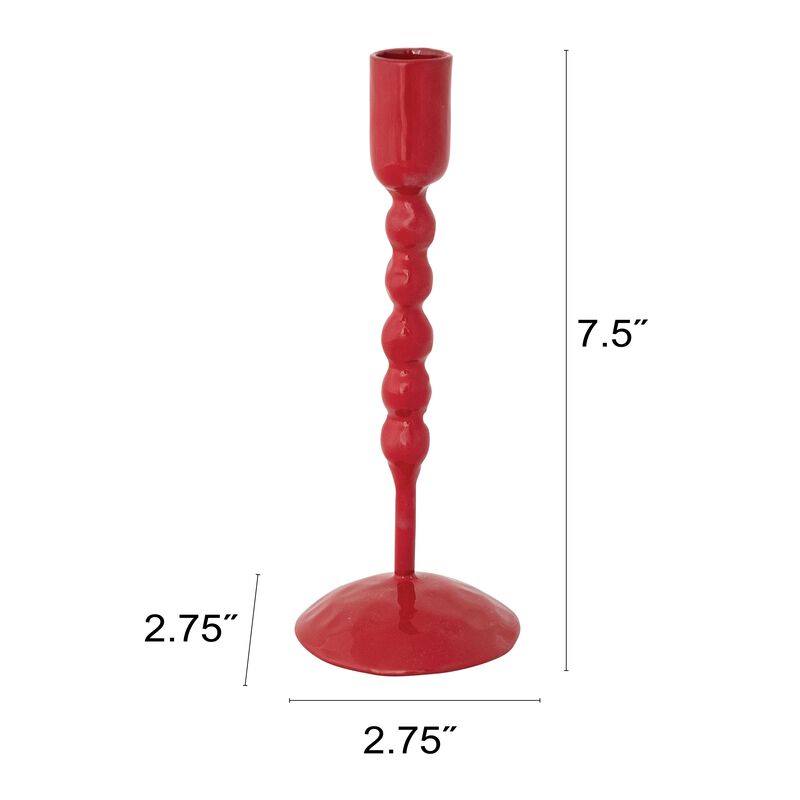Red Enameled Iron Taper Holder image number 1