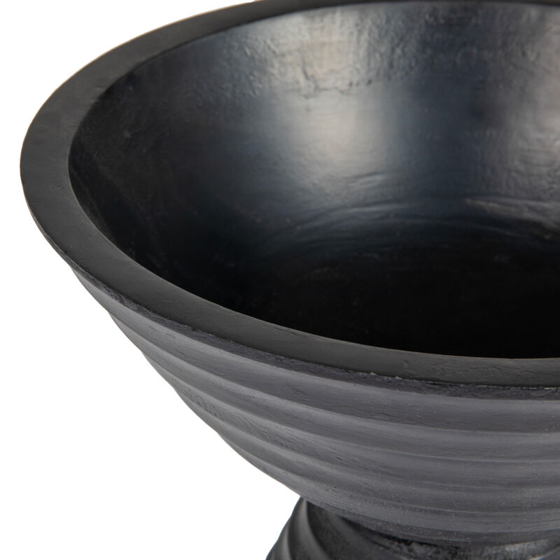 Boho Wood Pedestal Serving Bowl, Light Brown Finish image number 4