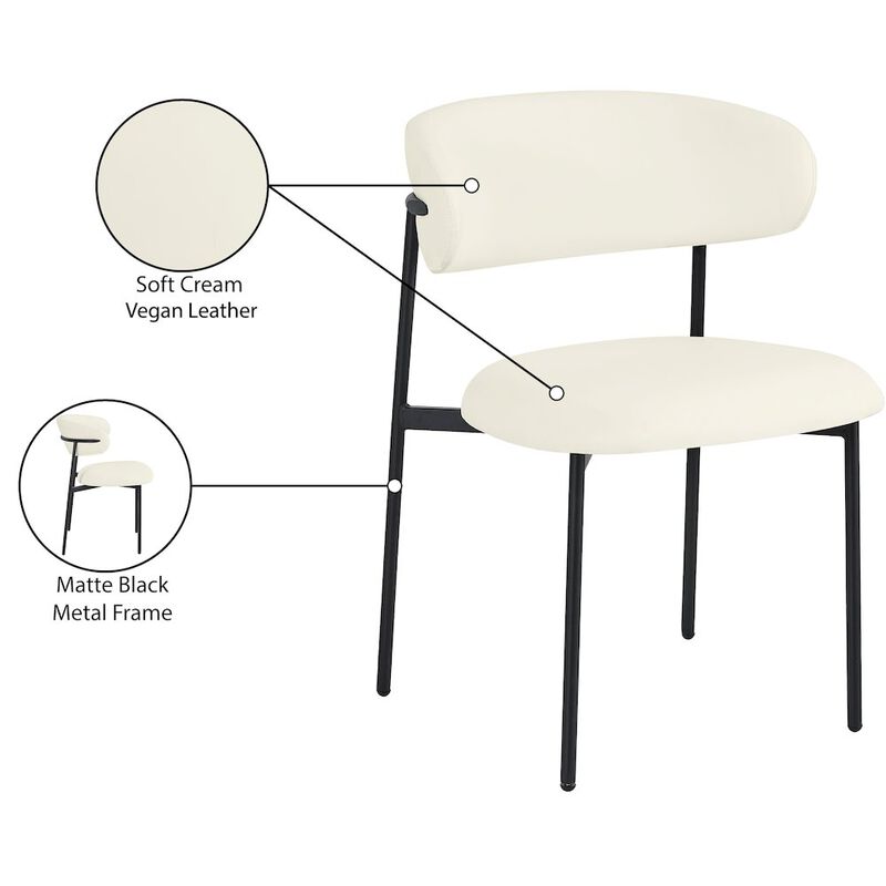 Meridian Furniture Lupita Cream Vegan Leather Dining Chair, Set of 2