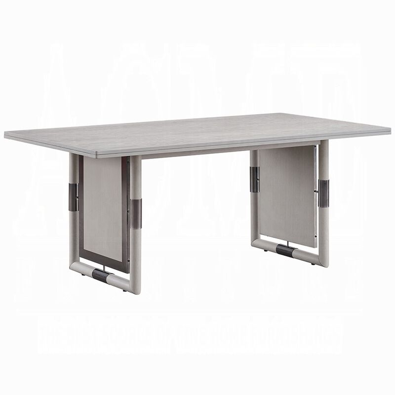 Mori Dining Table, 72 Inch Rectangular Top w Panel Legs, Natural Gray