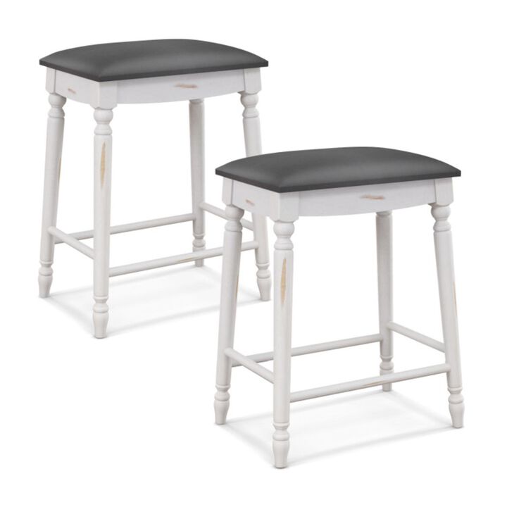 Hivvago 24"/ 29" Bar Stool Set of 2 with Padded Seat Cushions and Wood Legs