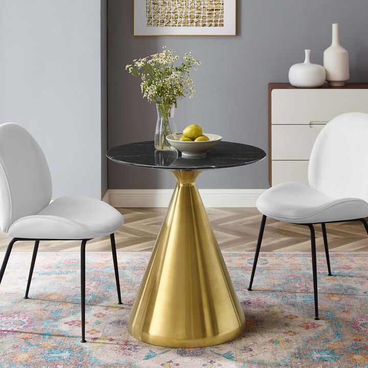 Modway - Tupelo 28" Artificial Marble Dining Table Gold Black