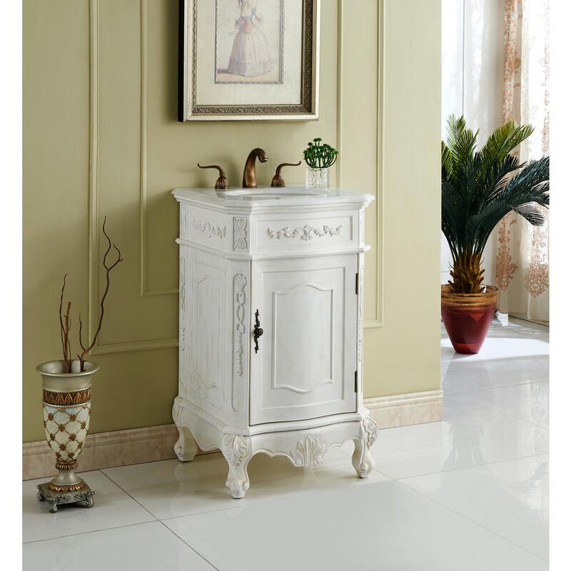 Elegant Kitchen and Bath 21 inch Single Bathroom vanity in Antique White
