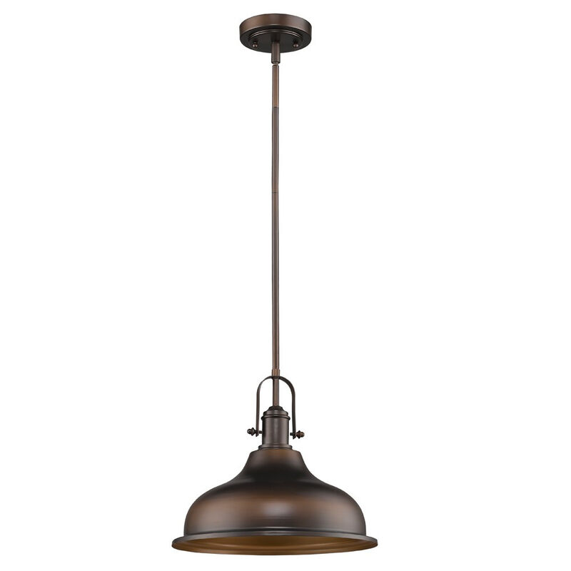 Hivvago Antique Bronze Hanging Light with Dome Shade