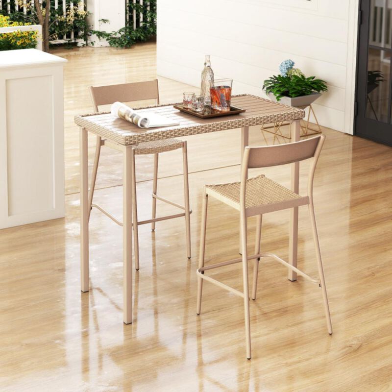 Hivvago Outdoor Patio Bar Table Heavy Duty Rectangle Metal Frame