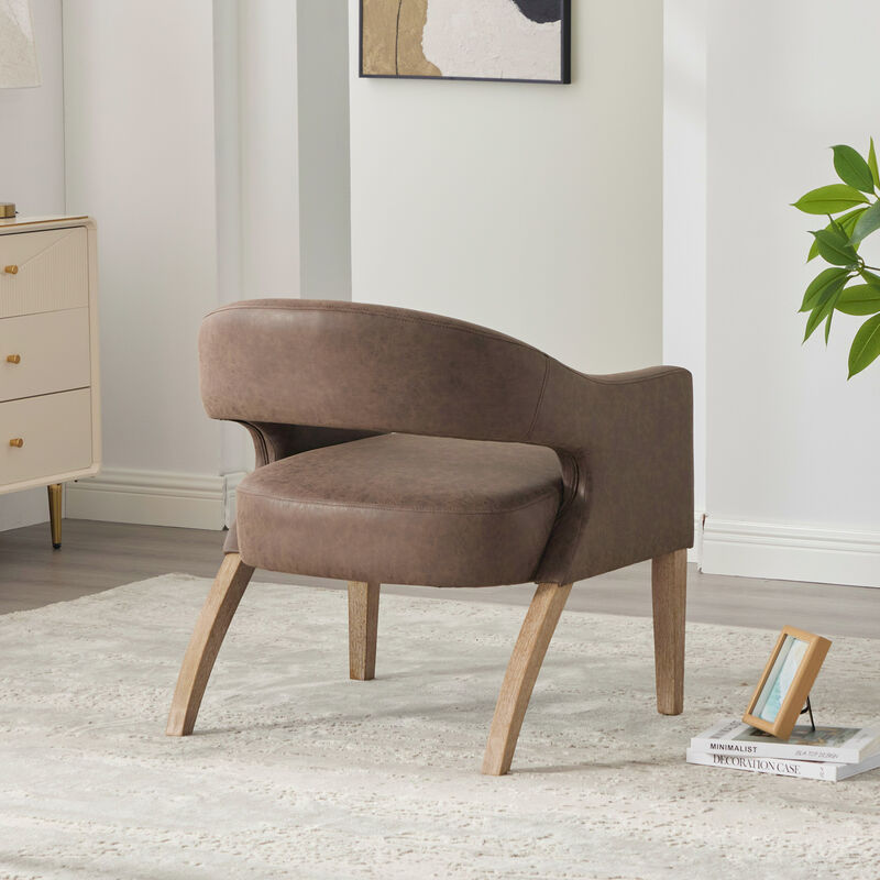 GOODSILO Modern Upholstered Accent Armchair Barrel Dining Chair Hollow-Out Side Club Chair image number 5