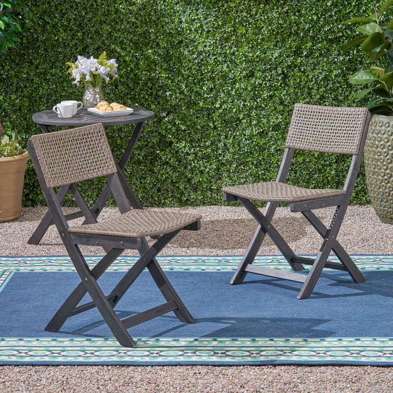 Merax Outdoor Wooden Bistro Chairs of 2 PCS